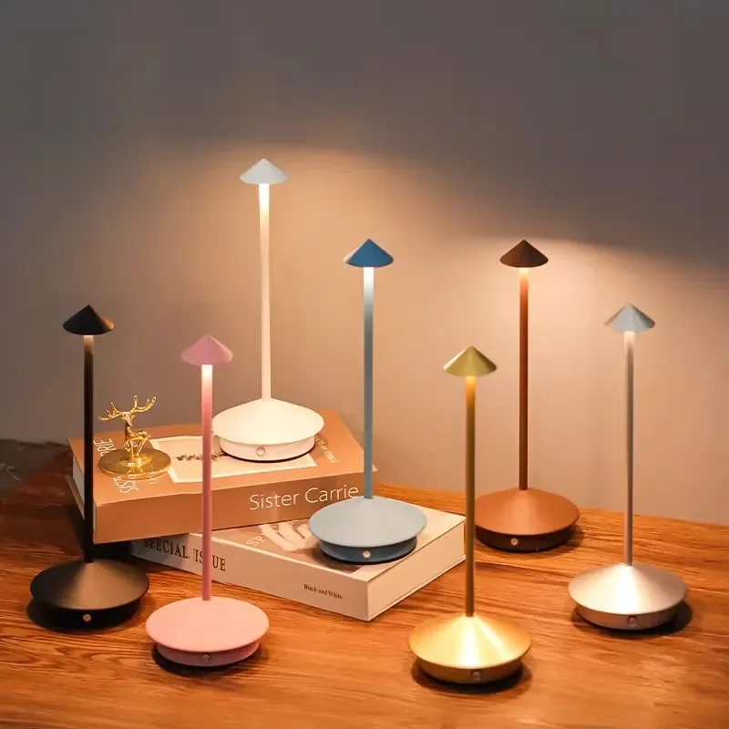 Cross-border Led Desk Lamp Night Light Bedroom Living Room Charging Pointed Head Bedside Lamp Retro Small Desk Lamp
