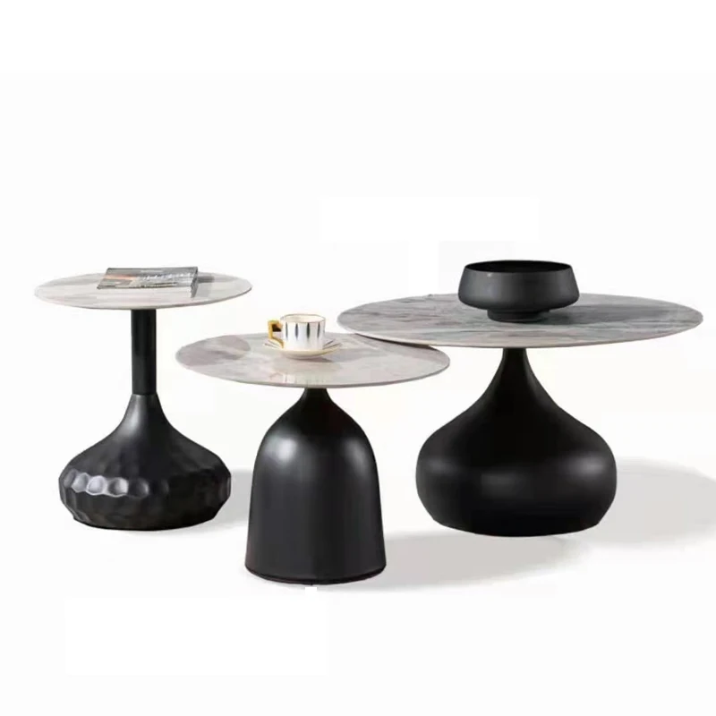 

Modern slate round coffee table set three-piece living room side corner few simple design