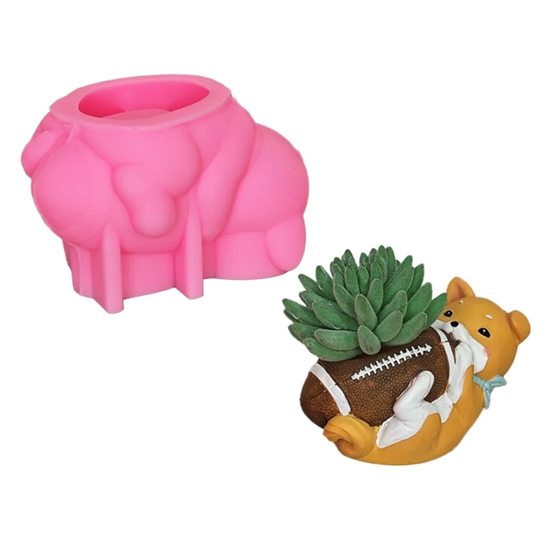 

Little Dog Gypsum Flower Pot Silicone Mold Epoxy Resin Casting Mold Succulent Vase Cement Mold Candle Holder Mold
