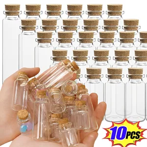 10 Buah Botol Kaca Kecil 5ml-20ml dengan Sumbat Gabus Dekorasi DIY Botol Kaca Mini Botol Kaca Pesan Gabus Botol Harapan 12 kapsul kaca penjualan terbaik - №