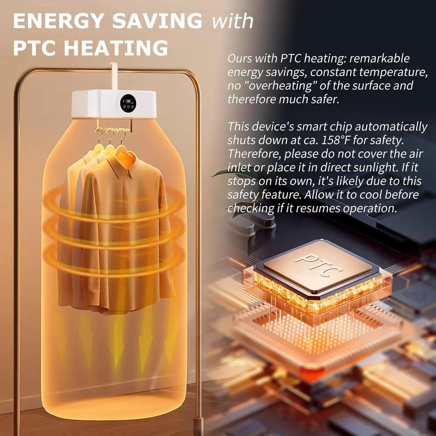 مجفف ملابس محمول - آلة تجفيف صغيرة محمولة لشقق الغسيل والسفر وغرفة الفندق