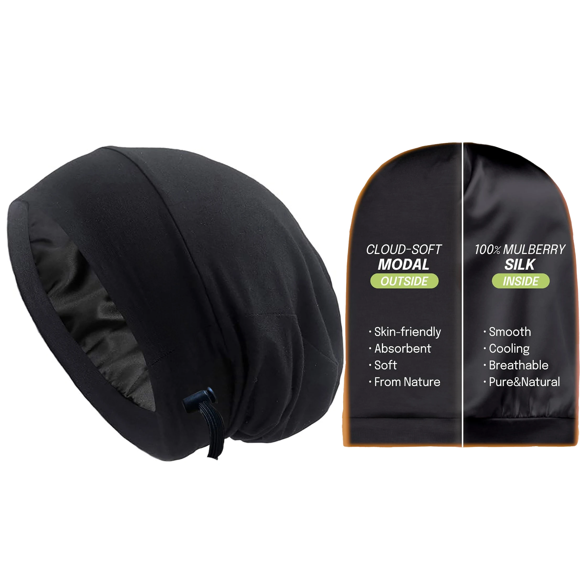 Adjustable Silk Bonnet for Sleeping Women Men, Satin Lined Sleep Cap for Curly Hair