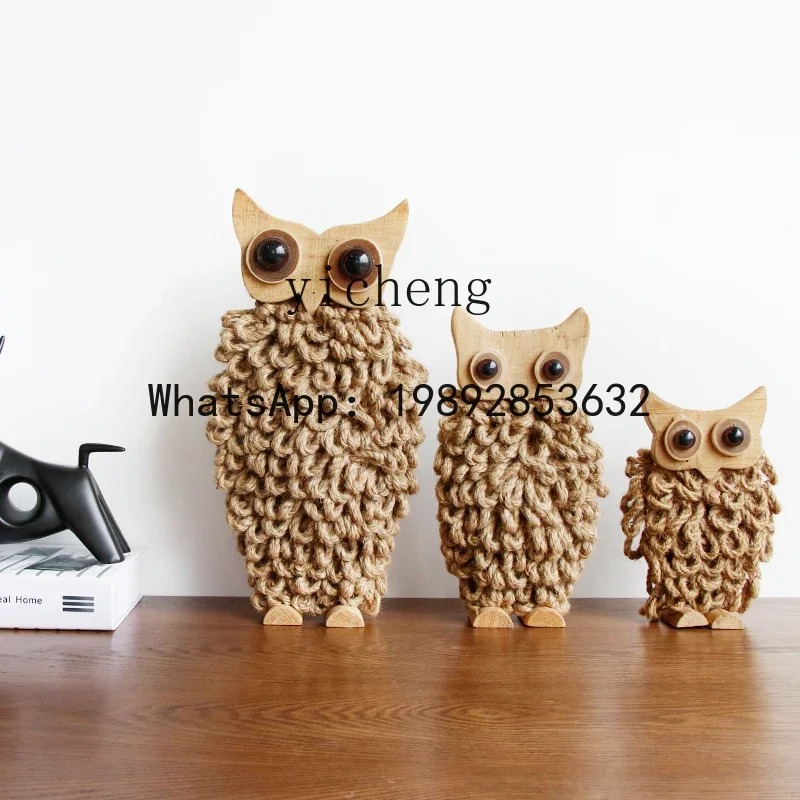 

Wooden Owl Ornament Home Decoration Study Entrance Desktop Living Room Indoor Gift home accessories