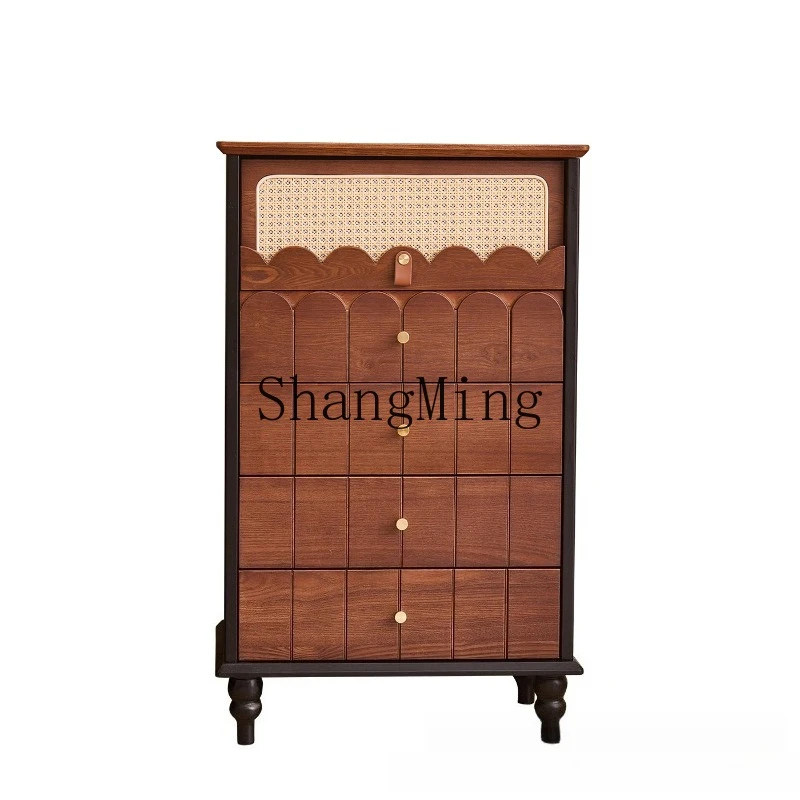 

ZYY retro style all solid wood medieval living room against the wall bucket cabinet bedroom bedside storage drawer cabinet