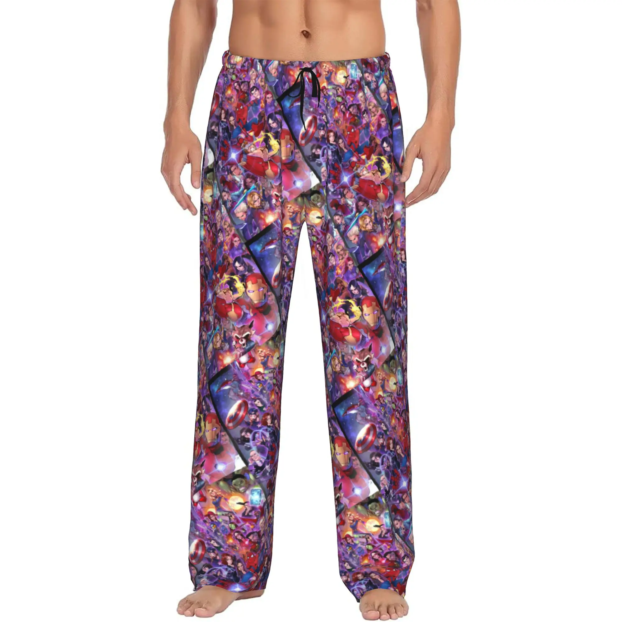 

Custom A-Avengers Comic Wallpaper Pajama Pants Men Lounge Sleep Stretch Sleepwear Bottoms with Pockets