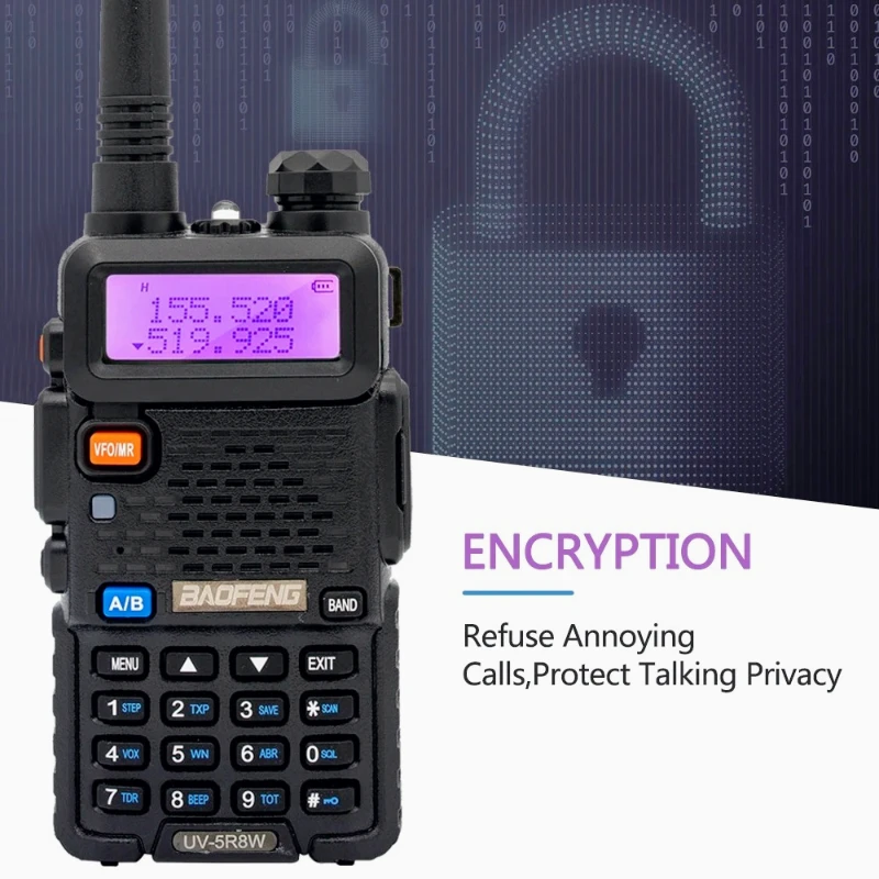 Baofeng UV-5R 8W راديو ثنائي الاتجاه محمول ثلاثي الطاقة VHF UHF اتصالات طويلة المدى