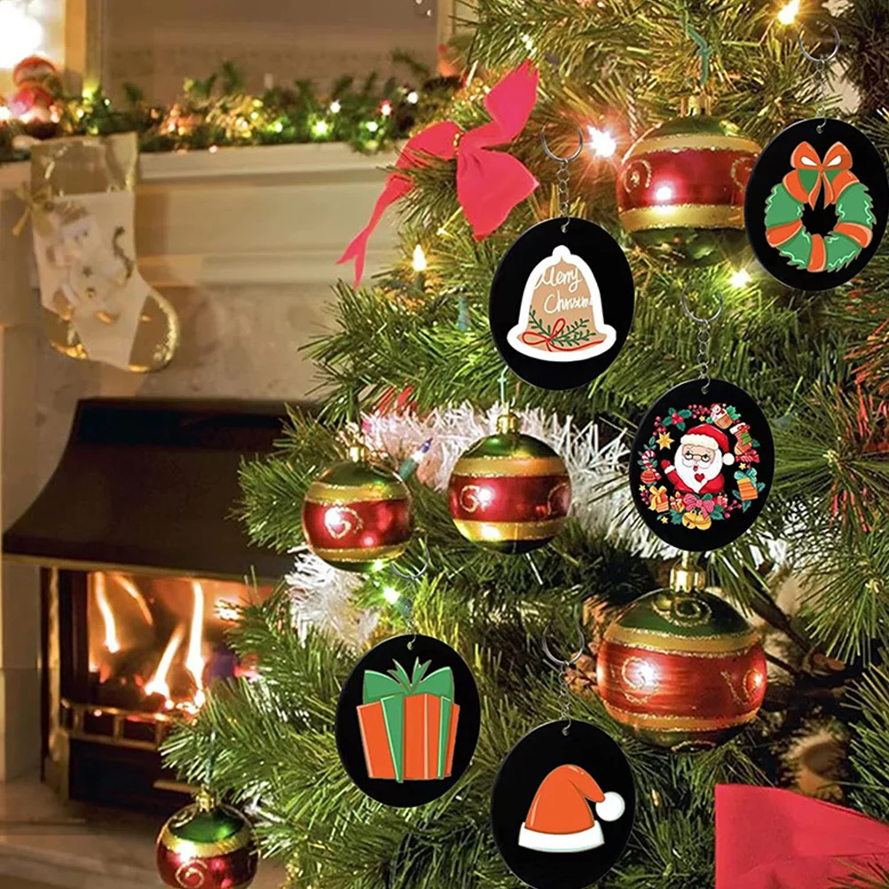 

20pcs Black Acrylic Keychain Blanks Decorative Circle Pendants DIY Supplies Round Keychains Jewelry Accessories