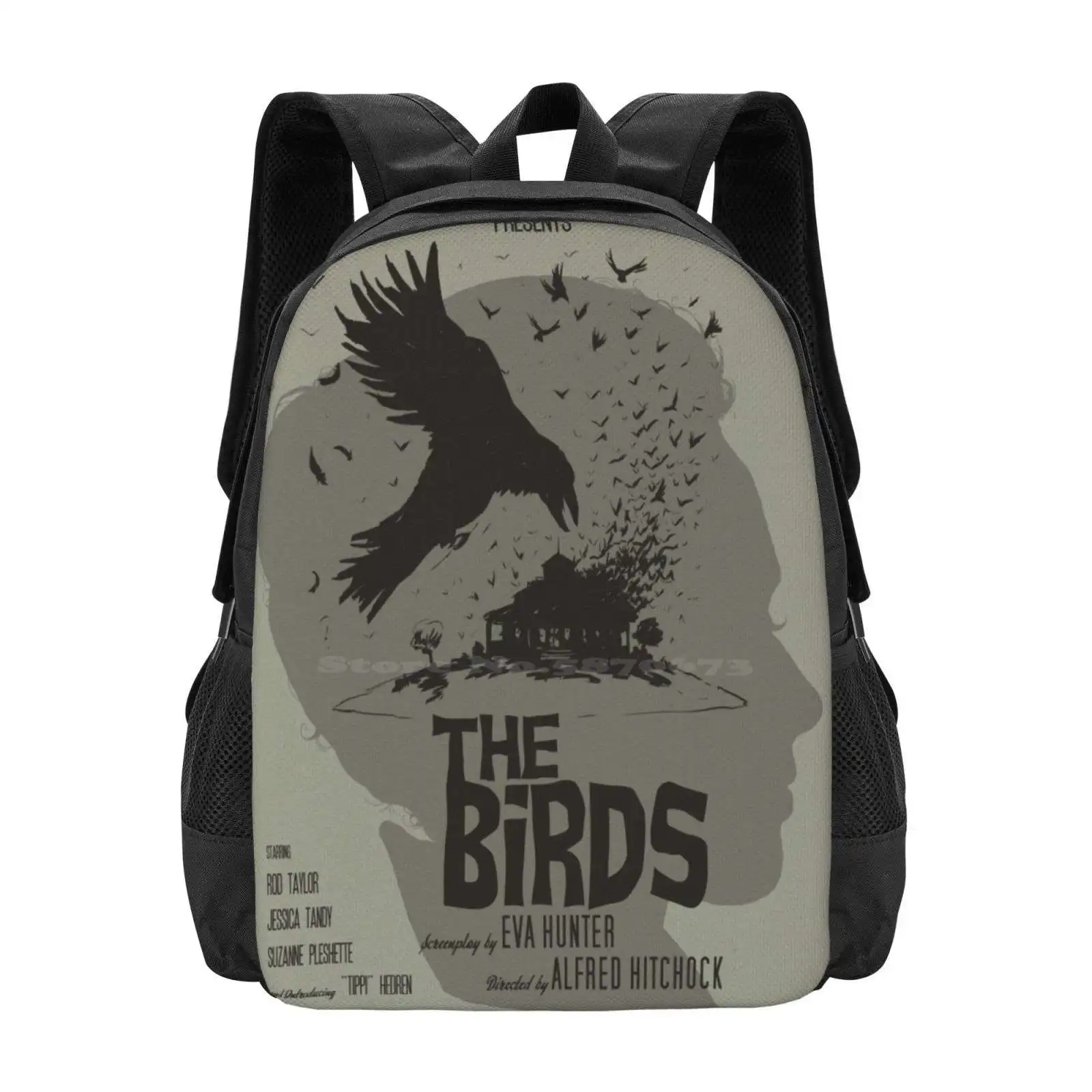 The Birds-กระเป๋าเป้สะพายหลังโปสเตอร์ทางเลือกสำหรับนักเรียนโรงเรียนกระเป๋าเดินทางแล็ปท็อปนก alfred hitchcock ภาพยนตร์ทางเลือก