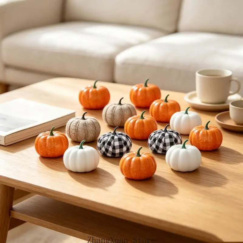Künstliche Kürbisdekorationen, saisonales Kürbis-Set, 12-teilige künstliche Halloween-Kürbisse für Herbstregal-Ausstellung – Detail 10