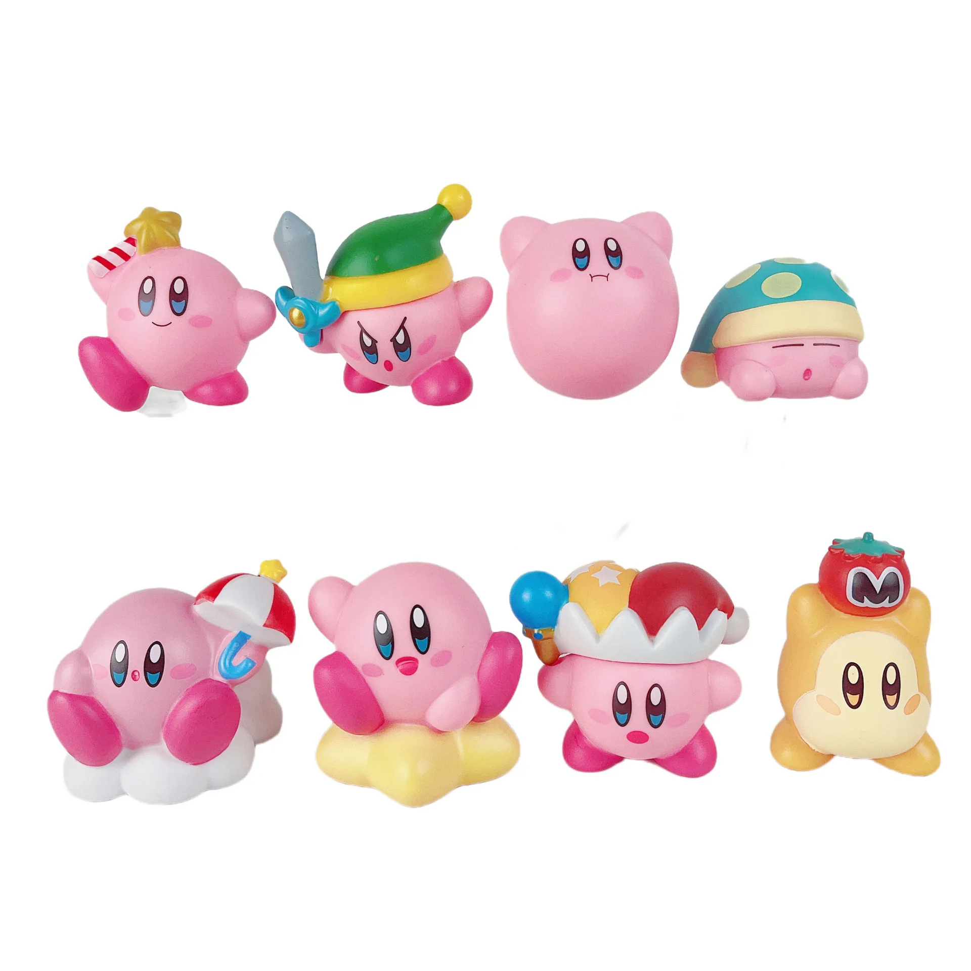 Kawaii kirby anime figura modelos bonito dos desenhos animados mini figura de ação bonecas modelos ornamento de mesa presentes de natal para meninos meninas
