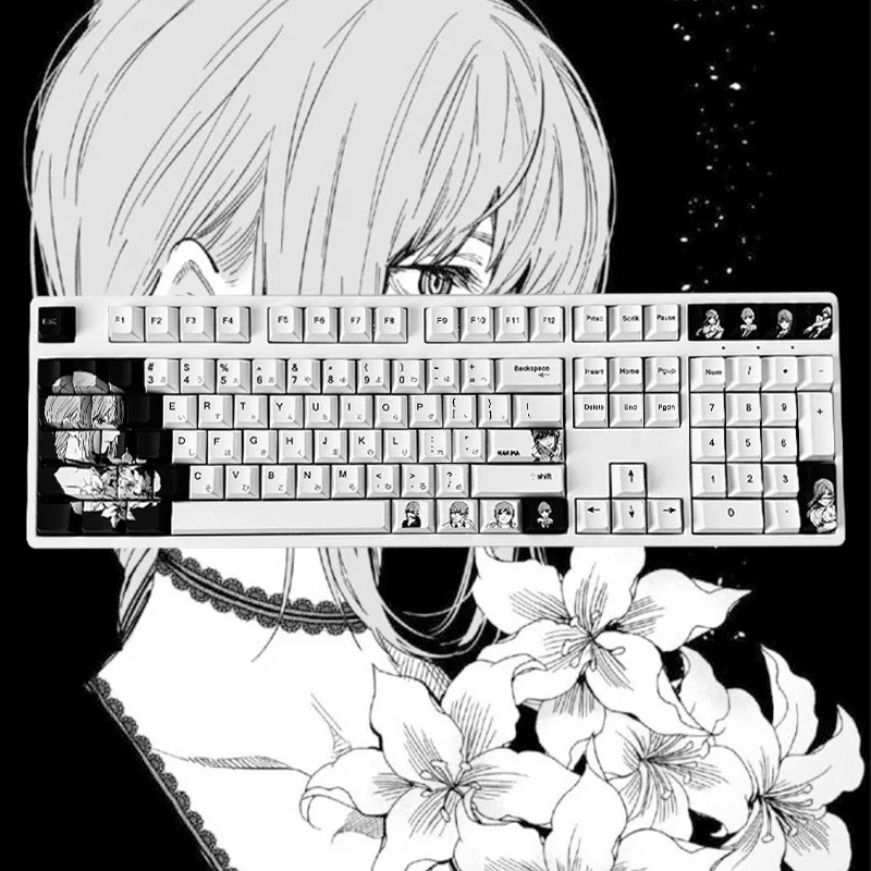 Makima Chainsaw Man Theme PBT Sublimation Keycap Compatible with Wooting60 and Other Small Series Keypads Keycaps