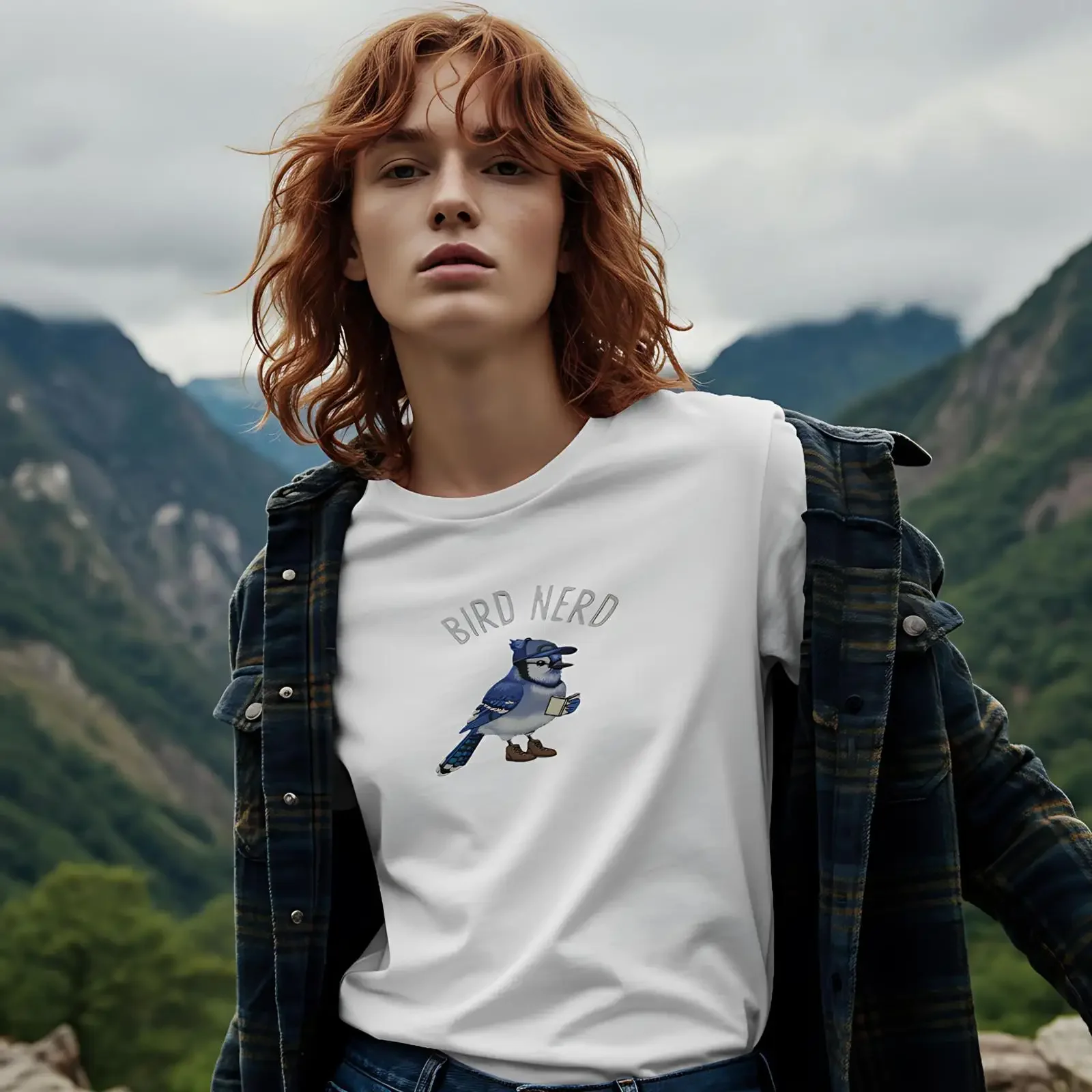 Camiseta divertida de pájaro azul para amantes de la observación de aves, ropa casual vintage lavada y elástica para actividades al aire libre y naturaleza.