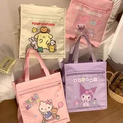 Sanrio Hello Kitty Kuromi Handbag Cartoon Kawaii Large Capacity Cute Junior High School Students Commuting Fashion Shoulder Bag