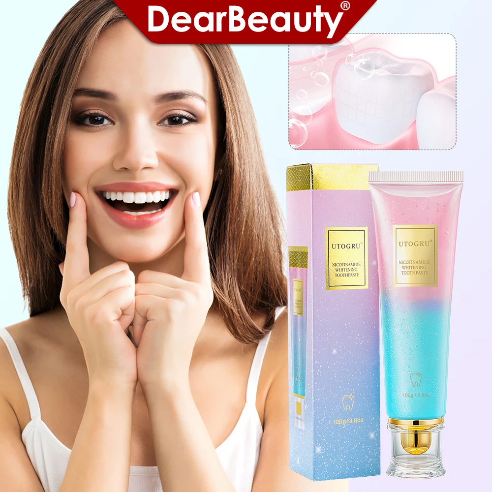 Niacinamide Whitening Toothpaste Helping To Oral Care Bad Breaths Stains Removing Reduces Plaque Toothpaste For Women Men 100g