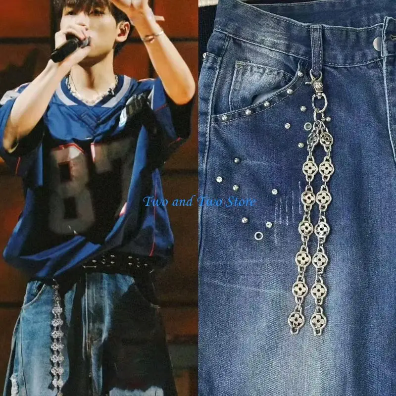 HX6F Pantaloni con motivo floreale alla Decorazione a catena per pantaloni jeans o tracolla