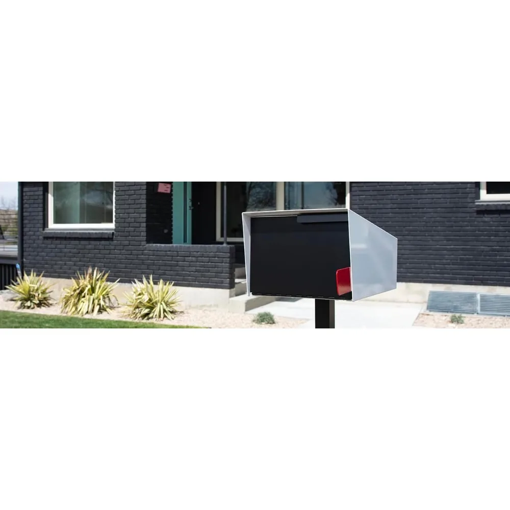 صندوق بريد حديث لمنتصف القرن - تصميم قديم عتيق، أبيض بدون حامل آخر