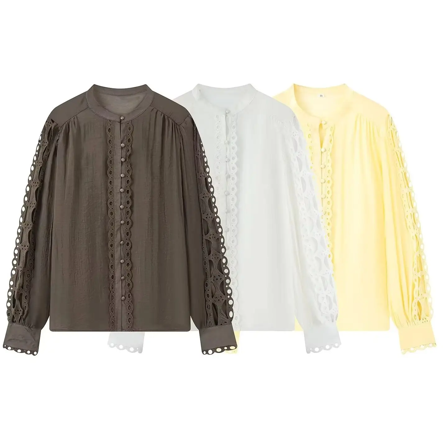 

KONDALA Vintage Chic Autumn Woman Shirt Elegant Lace Single Breasted Blouse Fashion 2025 Long Sleeve Female Casual O-Neck Shirts