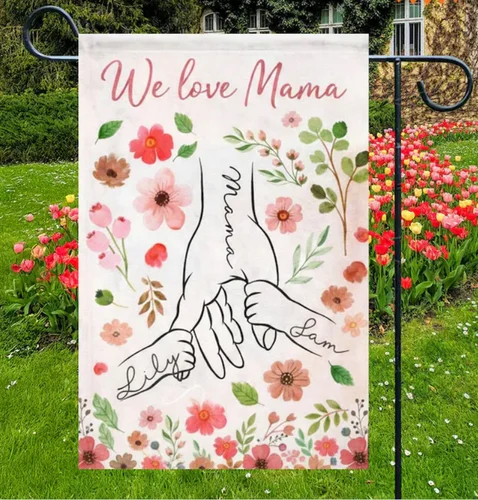 NEW! Personalized Floral Garden Flag We Love Mama Mother's Day Gift UUI GGX