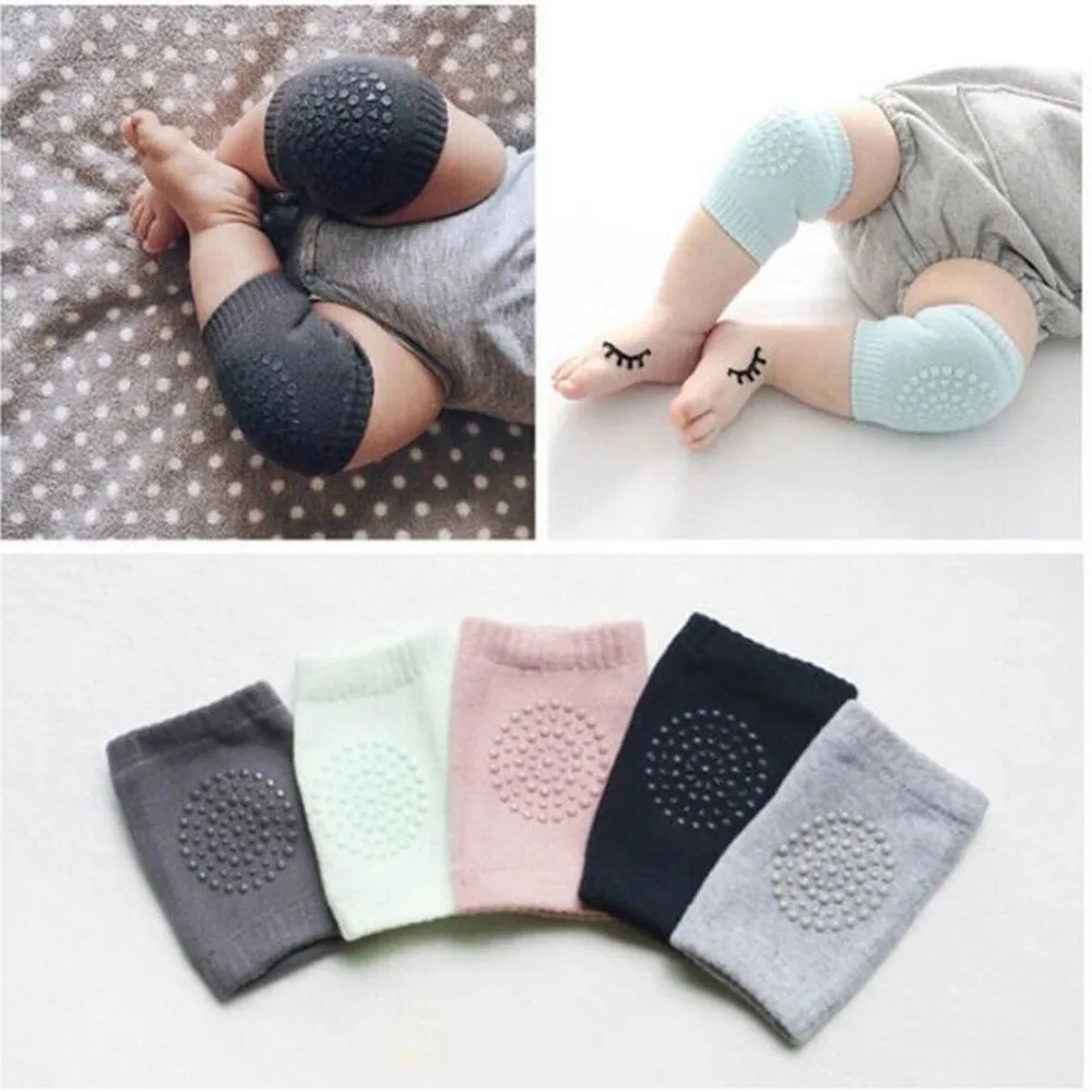 1Pair Soft Anti-slip Safety Crawling Elbow Cushion Knee Pad Semi-combed Cotton Terry Dispensing Baby Infant Born Toddler Kids
