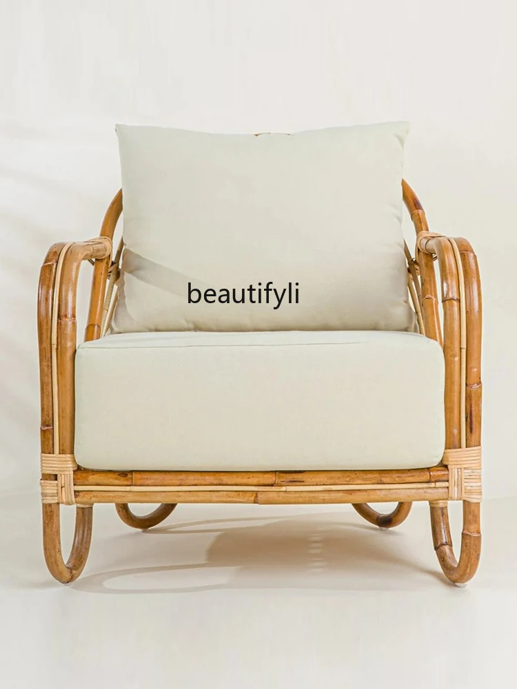 

Southeast Asia Retro Rattan Chair Single-Seat Sofa Chair Lazy Designer Single Leisure Reading Balcony Living Room Home