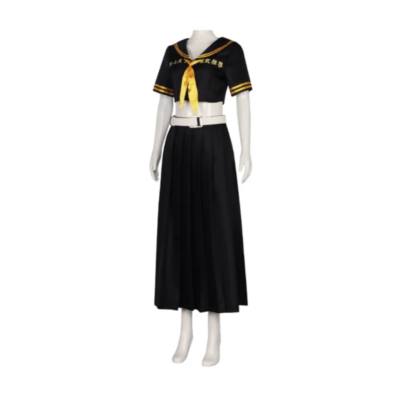 Anime Tokyo Revengers Mikey Manjiro Sano Cosplay Costume Black Sexy Top Skirt JK Uniform Women Sailor Dress Halloween Party Suit view 3