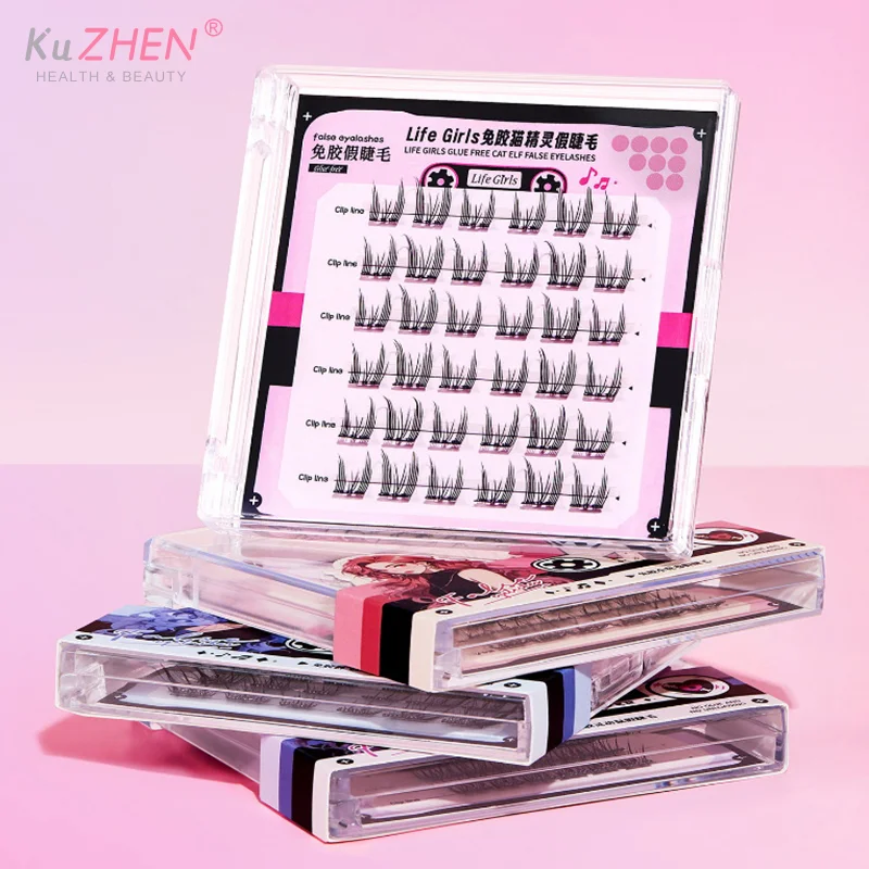 36 Cluster, kleberfrei, selbstklebend, falsche Wimpern, dickes Curling, Sonnenblume, DIY, Anime-Augen, Wimpernverlängerung, Vergrößern der Augen