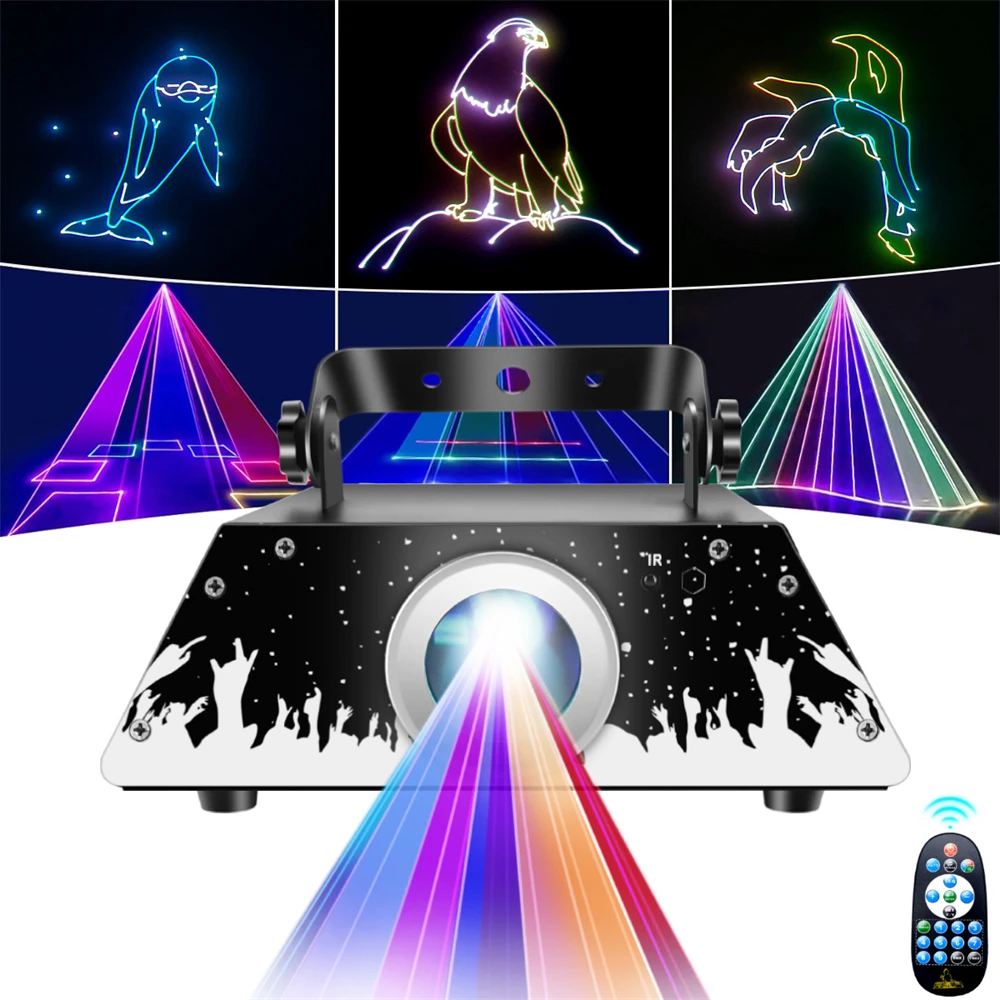 3D Animation RGB Laser Licht Fernbedienung Mehrfarbige Strahl Bühne Projektor Licht für Party Bar Hochzeit Disco Atmosphäre Lampe