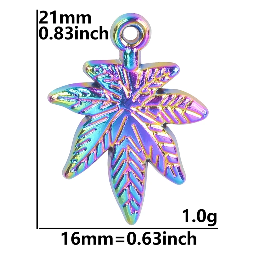 20pcs/lot Vintage Maple Leaf Alloy Charm Rainbow Color Punk Pendant Charm for Jewelry Making DIY Earring Bracelet Craft Supplies