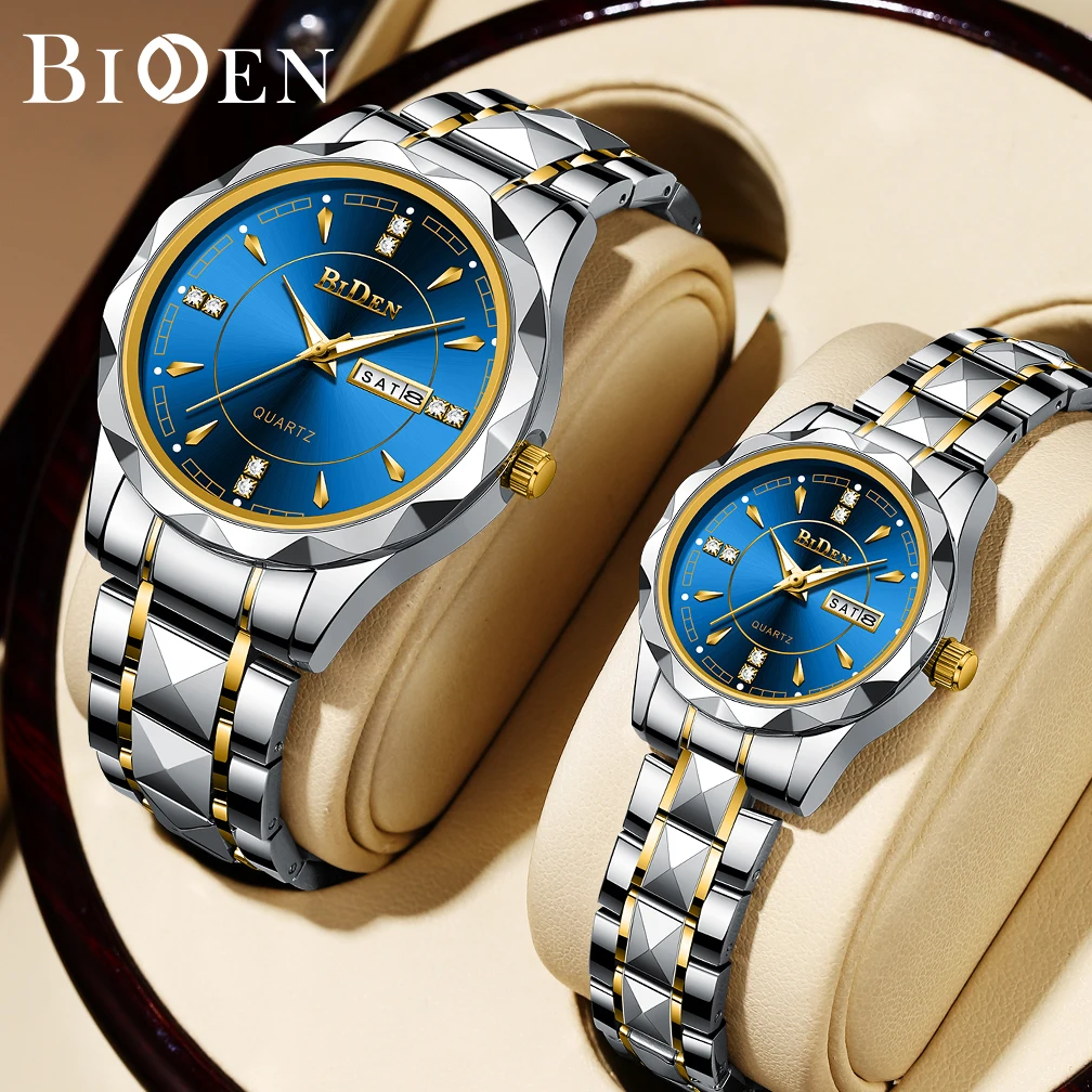 BIDEN Couple Watches Waterproof Original Couple S001 Casual Luxury Stainless Steel watches