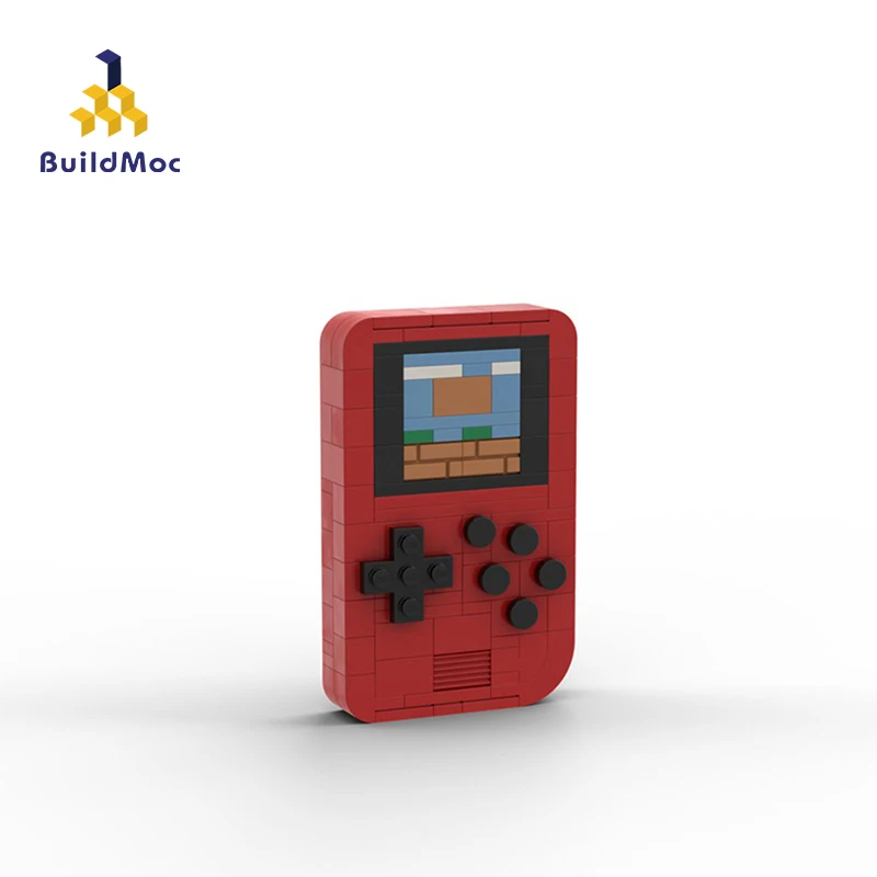 Buildmoc amarelo mini jogos console modelo blocos de construção conjunto novo controlador portátil máquina jogo diy tijolo brinquedo menino presente aniversário