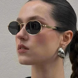 Small Frame Metal Oval Sunglasses Women For Men Luxury Brand Designer Vintage Steampunk Sunglasses Popular Retro Eyewear UV400