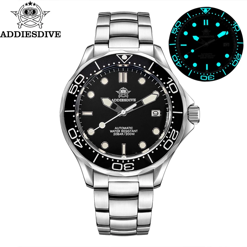 ADDIESDIVE TOP Мужские часы BGW9 Синий светящийся сапфировое стекло 200 м Водонепроницаемые автоматические механические часы Reloj Hombre NH35