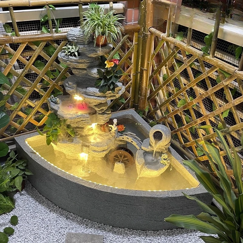 Fish Pond Landscaping Fountain Ornaments  Rockery Water Features  Easy-to-set Garden Courtyard Water Landscape Circulation Pool