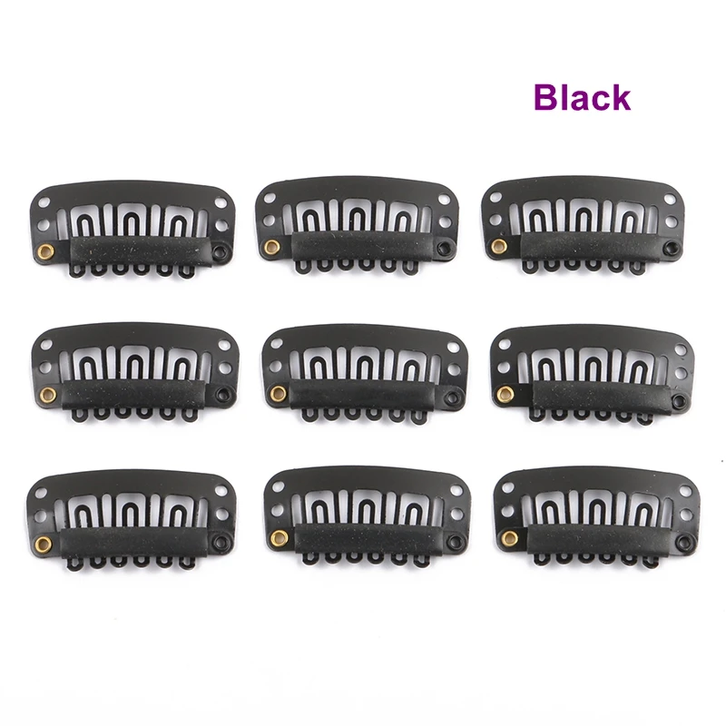 100 Pieces 32mm 6-teeth Hair Extension Clips Silicone Coated Stainless Steel Snap Clips With Different 6 Colors