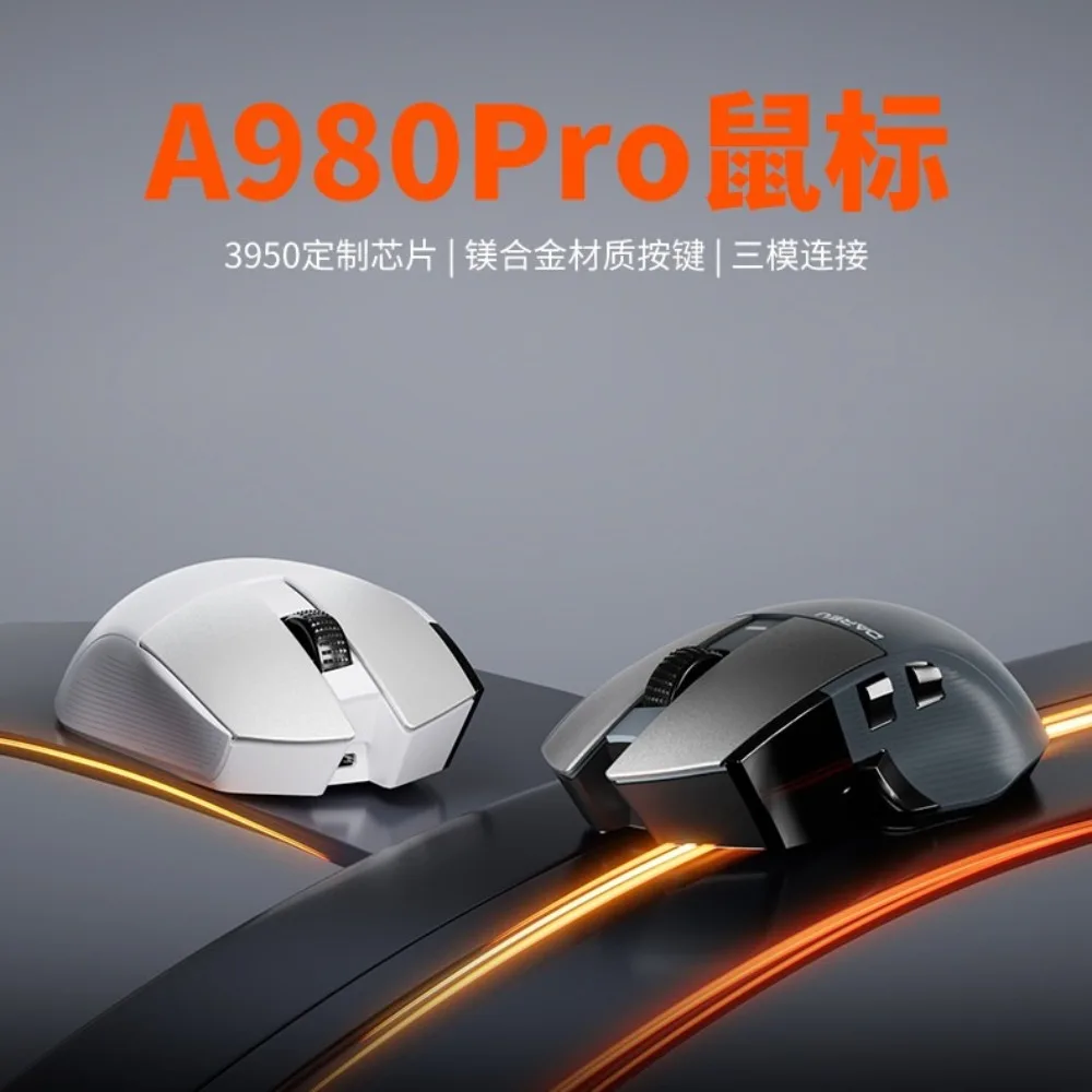 DAREU A980Pro Mouse Tri Mode Wireless PAW3950 8K E-sport Gamer Mouse Lightweighting Magnesium Alloy Buttons Gaming Accessories