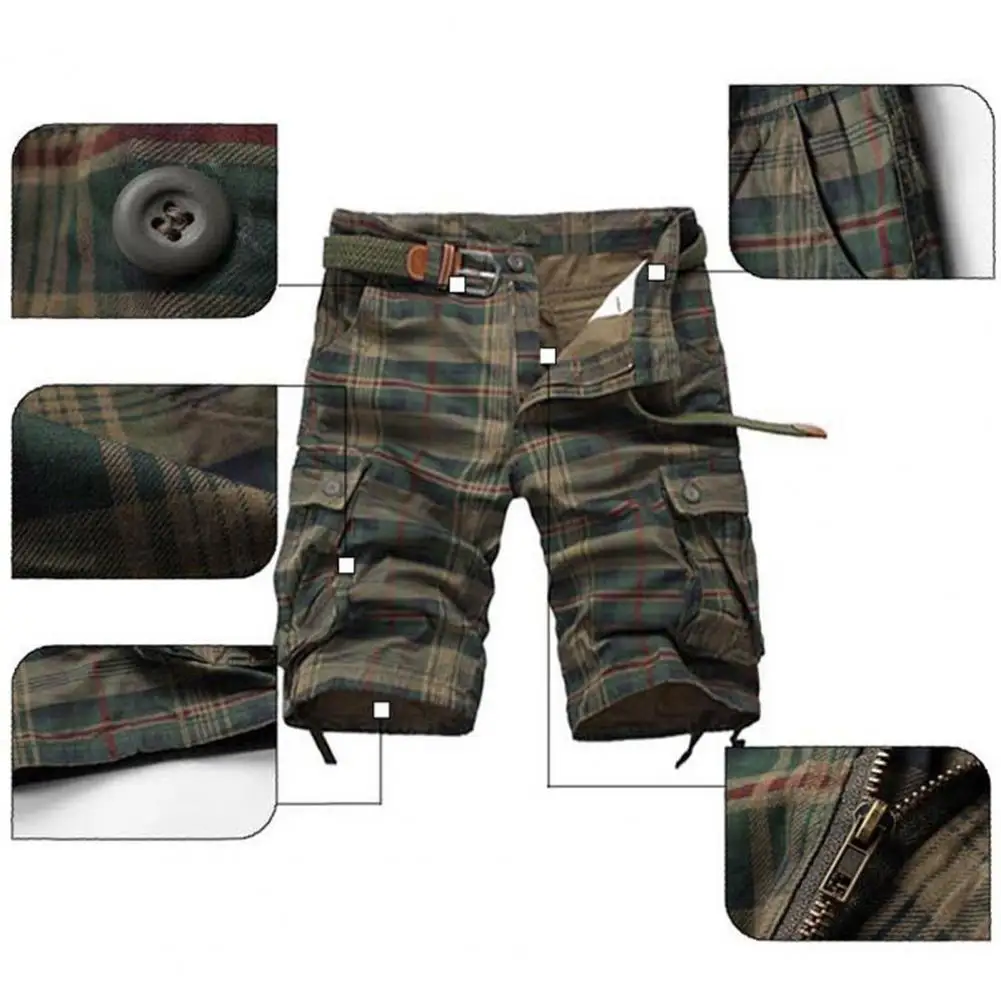 New Fashion Plaid Cargo Shorts Men\'s Beach Shorts High Quality Summer Casual Shorts