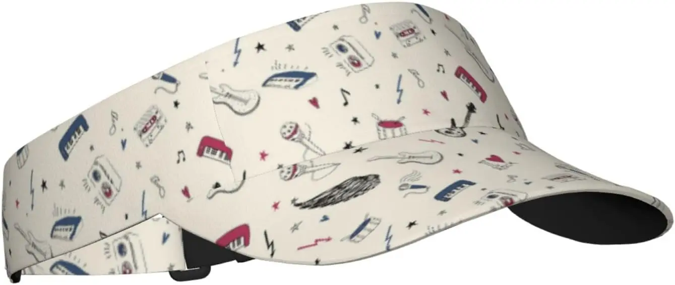 Sport Sun Visor Hat Music Symbols Pattern Breathable Sun Hat Cap for Running Golf