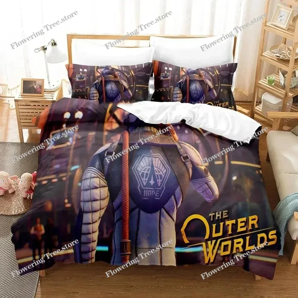 

3D Print Game Outer Worlds Bedding Set Duvet Cover Bed Set Quilt Cover Pillowcase Comforter king Queen Size Boys Adult Bedding
