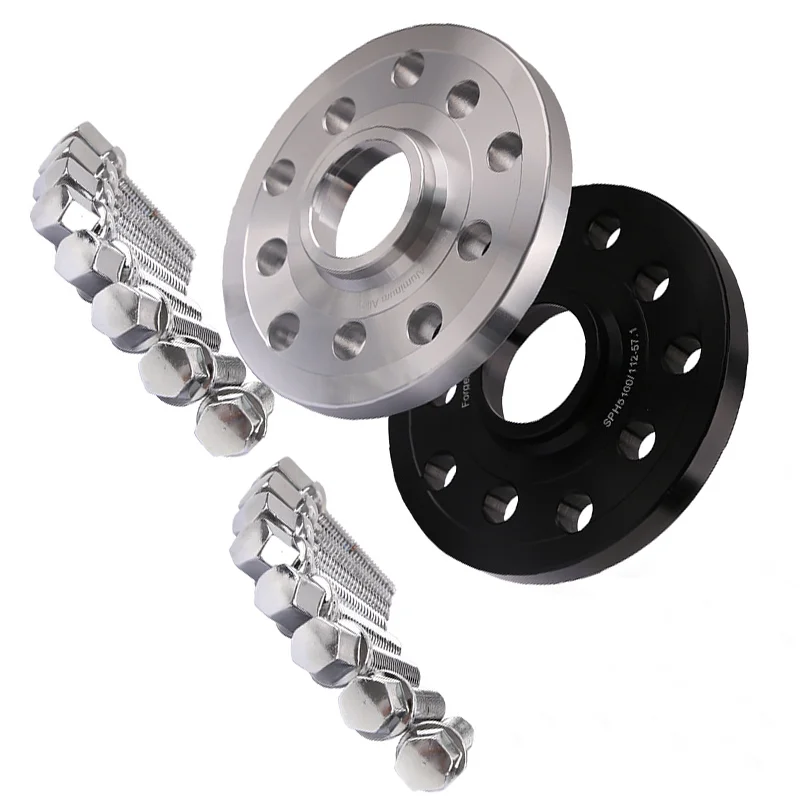 2PCS 30mm Black Hub Centric Wheel Spacers for VW Golf Jetta Rabbit CC 5x100/5x112 57.1 with 10pcs 14X1.5 Widen Wheel Bolts