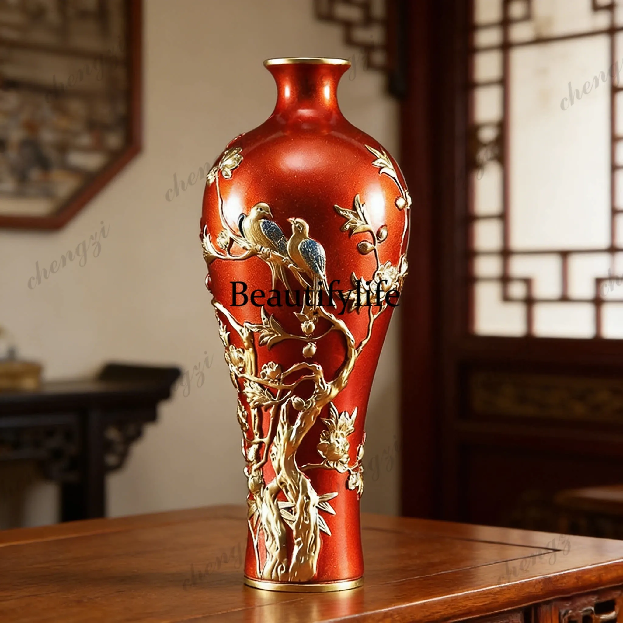 Chinese living room flower arrangement entrance wine cabinet home decoration ornament high-end opening housewarming gifts