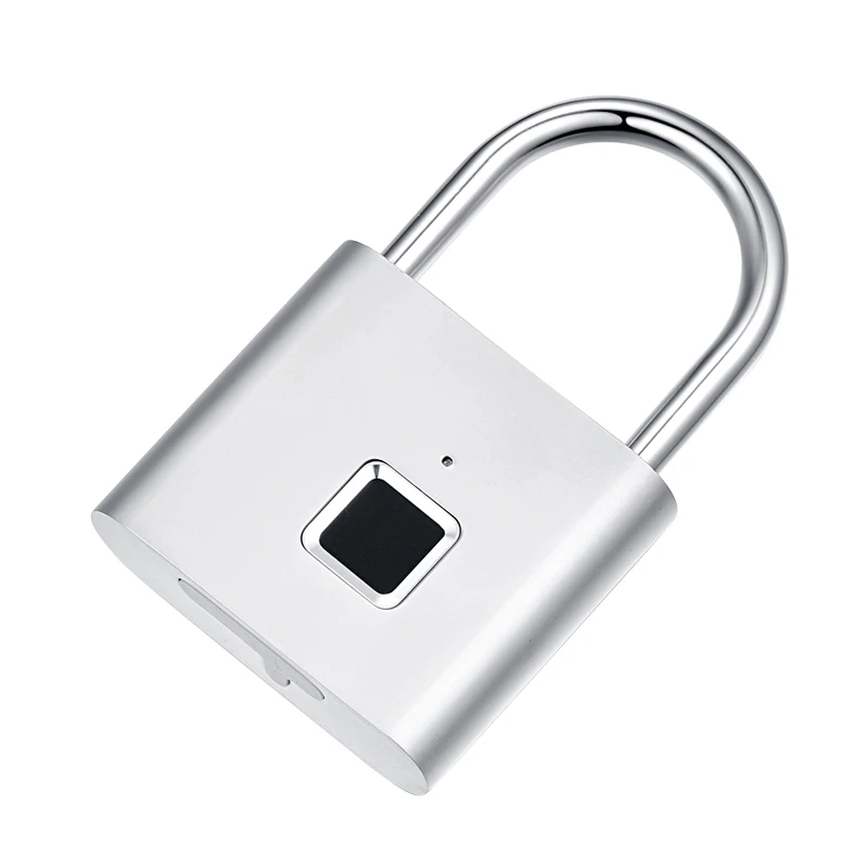 Imagem -03 - Black Silver Keyless Usb Recarregável Door Lock Impressão Digital Cadeado Inteligente Desbloqueio Rápido Liga de Zinco Metal Self Developing Chip