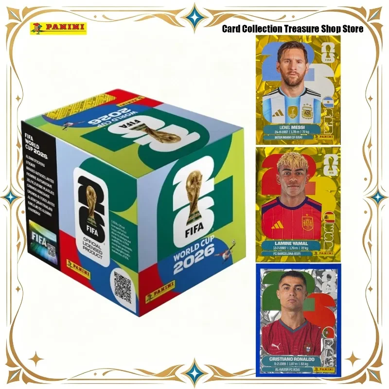 Super Popular 50 Packs Panini Football Sports Collectible Stickers Box 2026 International Match Trading Stickers Fan Collection.