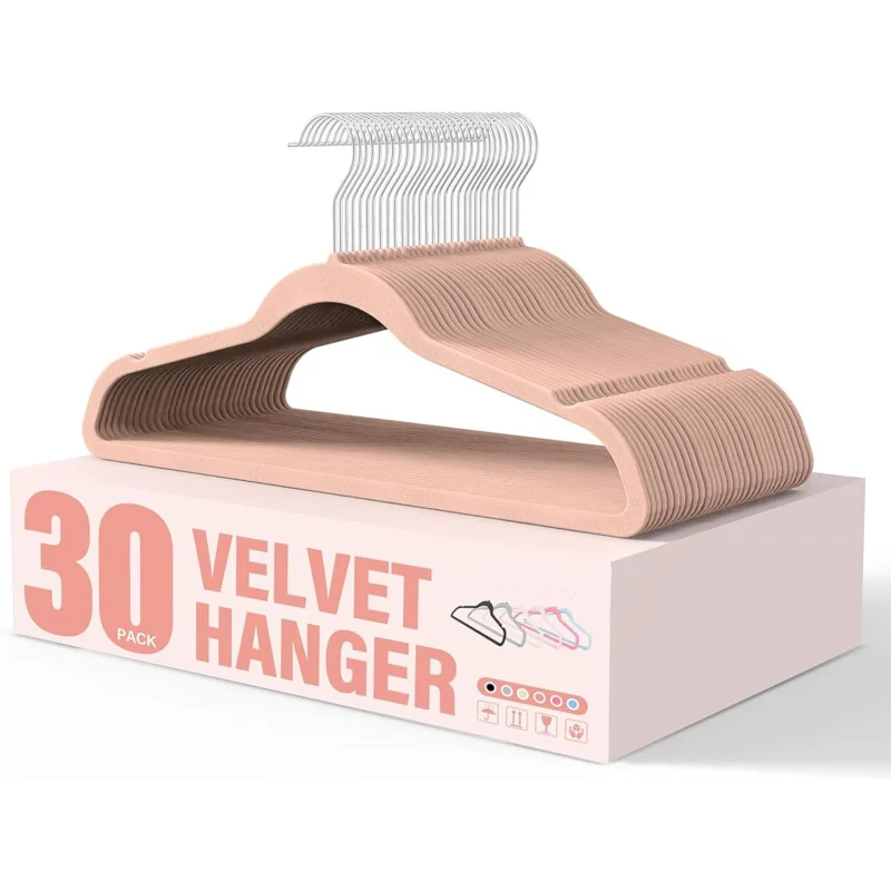 

YSSOA Velvet 30 шт., нескользящая одежда с вырезами на плечах, 360° ° Поворотные крючки, сверхмощные стандартные вешалки для
