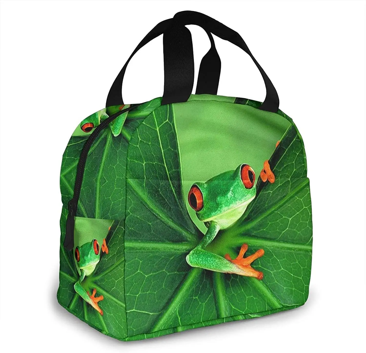 Cute Green Frog Lunch Box Insulated Cooler Lunch Bag for Men Women Girls Boys Teens Lunchbox Tote Small for Work Picnic Office