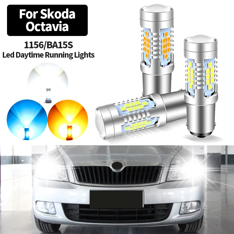 2 sztuki żarówek LED do jazdy dziennej Canbus No Error DRL P21W BA15S 1156 do Skody Octavia 2 MK2 A5 2004 2005 2006 200-2013