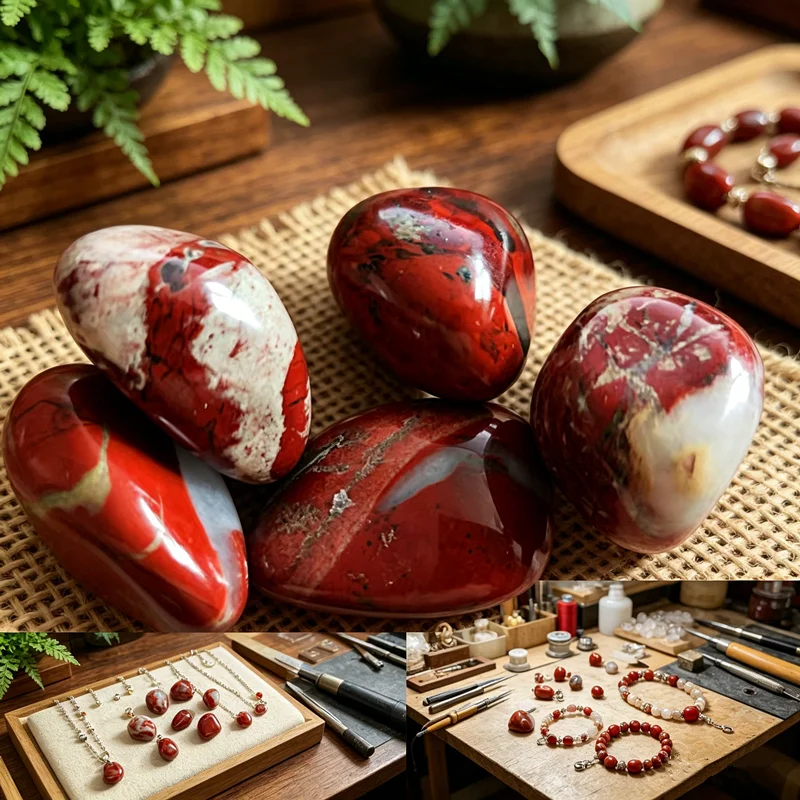 Natural Red Jasper Stone for Jewelry Making Home Decoration Stone Polished Stone Irregular Healing Crystal Fish Tank Aquarium