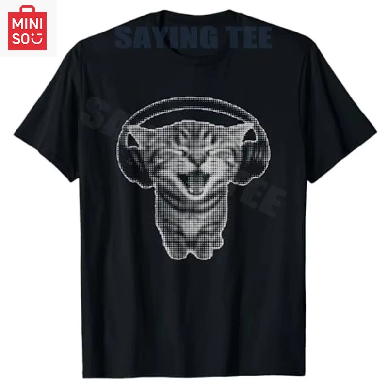 

Милые наушники с котом, забавная футболка Y2k в стиле гранж с глуплым рисунком, футболка для любителей музыки Kitty Y2k, графический наряд, женские модные эстетические футболки