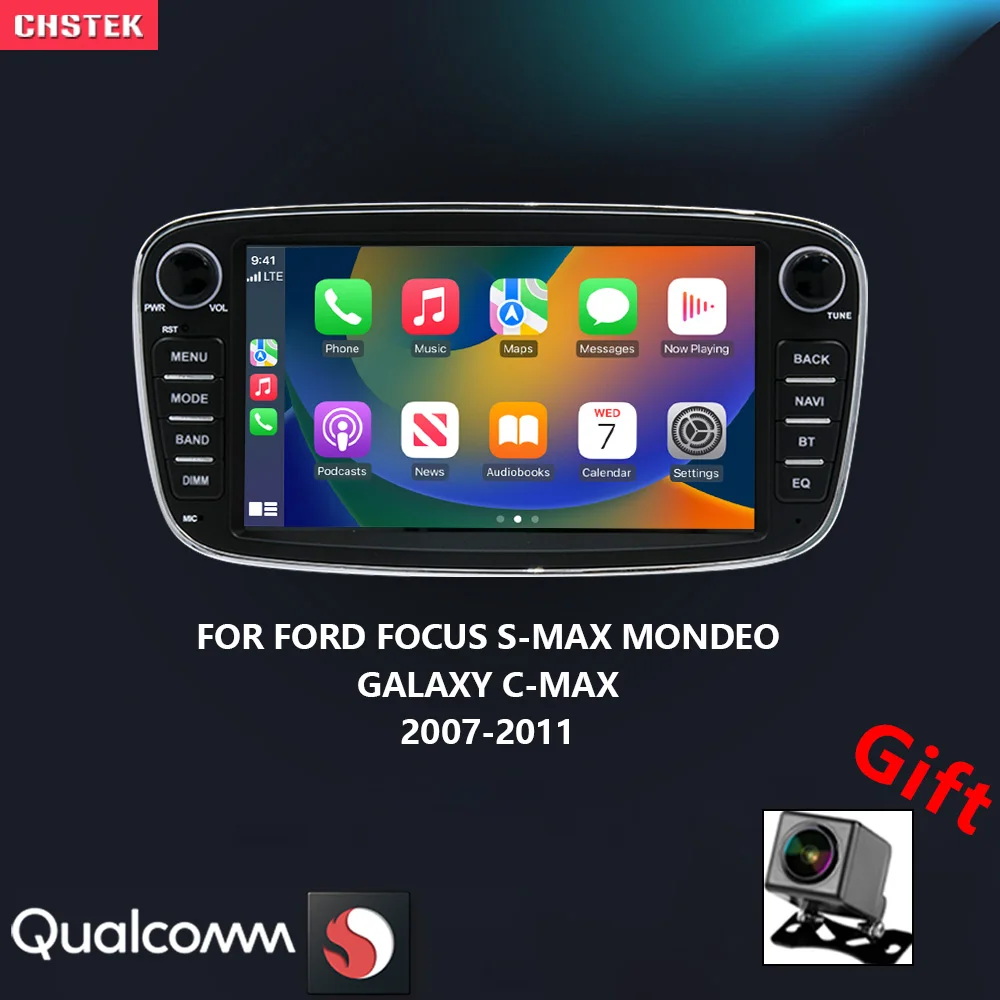 

CHSTEK Car Radio Carplay Android 13 For Ford Focus S-Max Mondeo C-Max Galaxy Convers+ 2007-2011 Multimedia Bluetooth WIFI 4G GPS