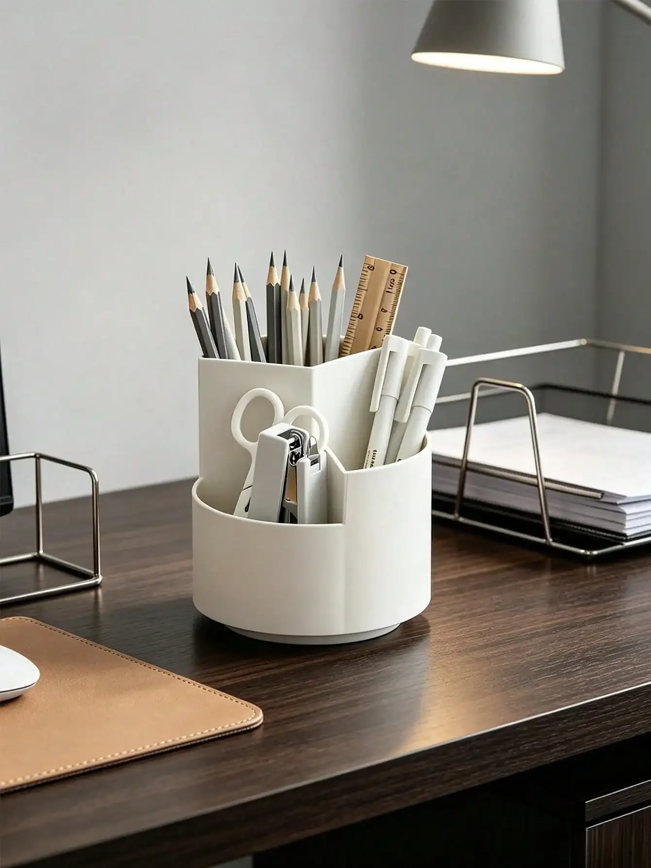 360° Rotating Pen Holder, 3-Compartment Design, Large Capacity Rotating Pen Cup Desktop Storage Box, Suitable For Office, School, Art Supplies, Back To School Season, Home Storage School Supplies