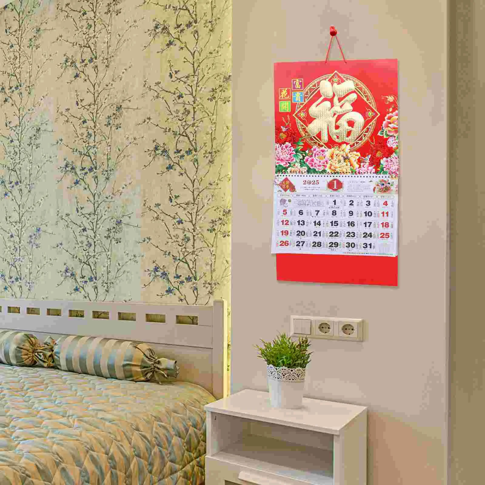 Autumn Decoration for Kitchen Year of The Snake Wall Calendar Office Hanging Chinese 2025 Household Red Paper New